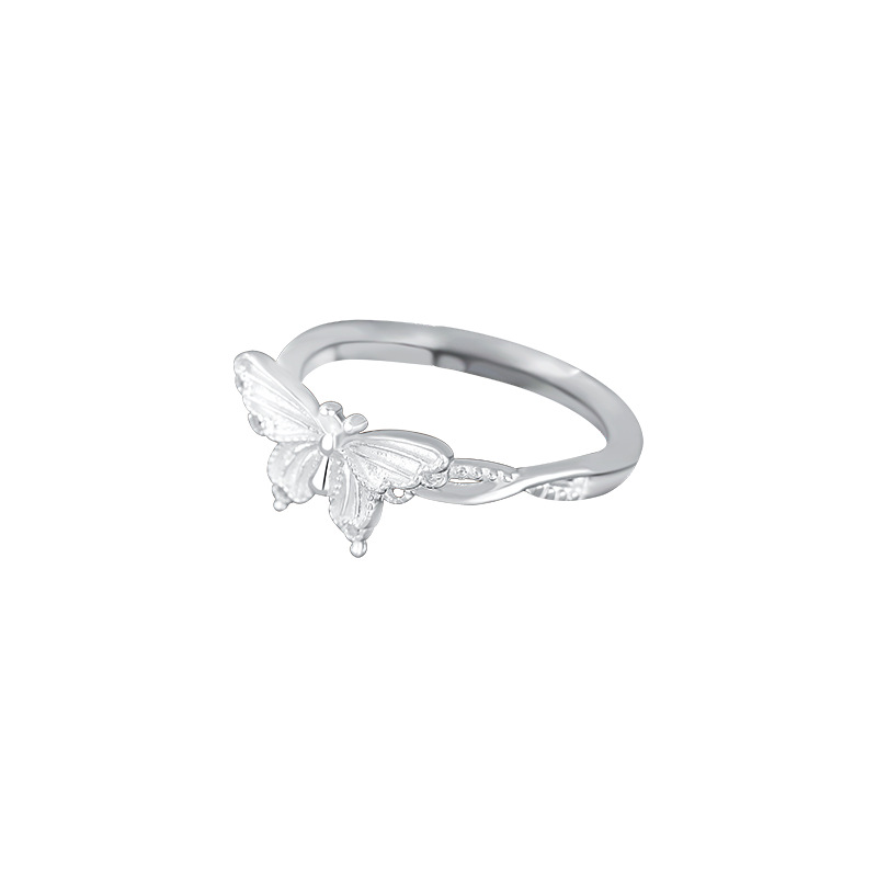Sterling silver butterfly ring for women, unique design, fashionable, pastoral style, sweet and fresh.