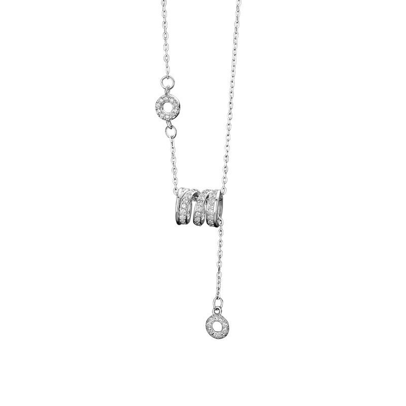 New design of sterling silver and diamond necklace with elegant pendant and sweater chain
