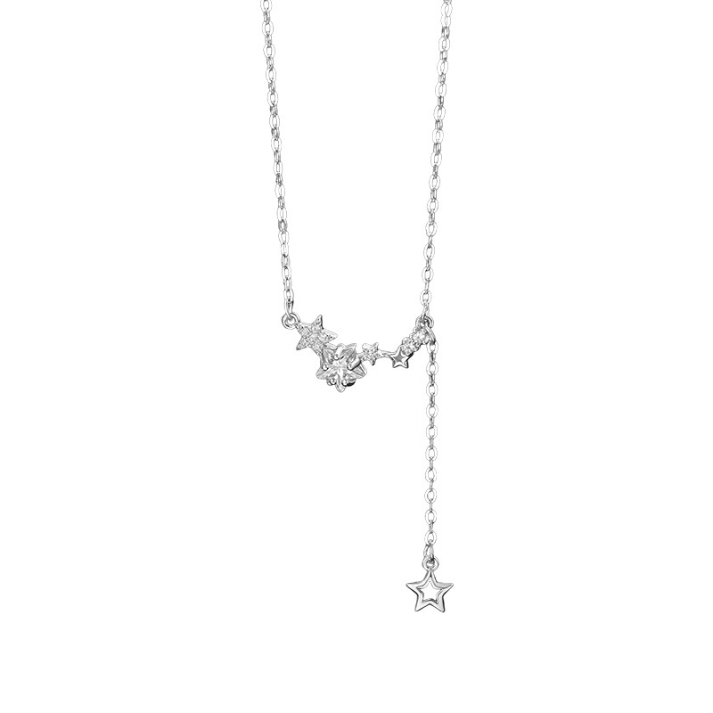 New summer delicate clavicle chain necklace with star tassel design for women.