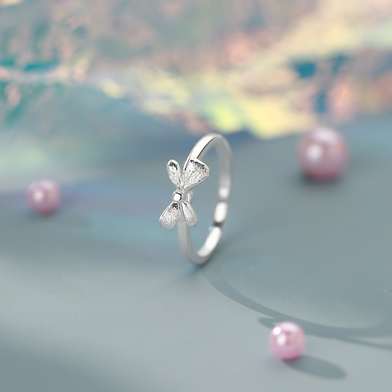 Sterling silver bow ring, fairy princess texture, three-dimensional, gentle, sweet and simple jewelry.