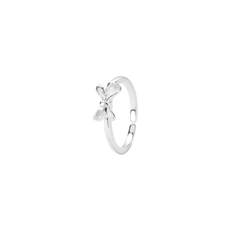 Sterling silver bow ring, fairy princess texture, three-dimensional, gentle, sweet and simple jewelry.